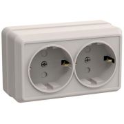 Розетка 2-м ОП Октава РСш22-3-ОКм 16А IP20 с заземл. защ. шторки крем. GENERICA ERO24-K33-16-DC