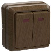 Выключатель 2-кл. ОП Октава 10А IP20 ВС20-2-1-ОД с индикацией дуб GENERICA EVO21-K04-10-DC