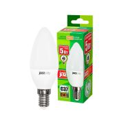 Лампа светодиодная PLED-ECO 5Вт C37 свеча матовая 3000К тепл. бел. E14 400лм 230В 50Гц JazzWay 1036834A