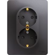 Розетка 2-м СП Glossa 16А IP20 250В с заземл. защ. шторки в сборе графит SE GSL001326