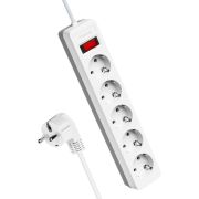 Удлинитель с сетевым фильтром 5х5м с заземл. 10А IP20 2.2кВт ПВС 3х0.75 с выкл. с индикатором сети бел. КОСМОС FKsm5m-5g(W)