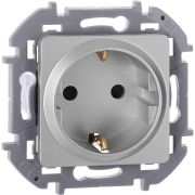 Розетка 1-м СП Inspiria 16А IP20 250В 2P+E защ. шторки немецк. стандарт механизм алюм. IEK 673732