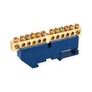 Шина «N» нулевая с синим изолятором на DIN-рейку 8x12мм стойка бол. 12 групп Rexant 11-2349