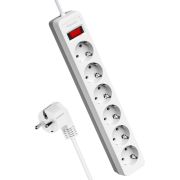 Удлинитель с сетевым фильтром 6х5м с заземл. 16А IP20 3.5кВт 3х1 с предохранителем с выкл. с индикатором сети бел. КОСМОС FKsm5m-6g(W)16A