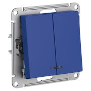 Выключатель 2-кл. AtlasDesign (сх. 5а) 10AX с подсветкой механизм аквамарин SE ATN001153