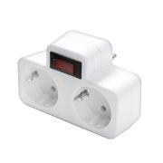 Разветвитель 2-м плоский с выключателем с заземл. 16А 3500Вт 250В бел. DОМТОК 2664